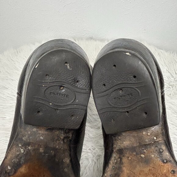 VTG 70s Tony Lama Men’s Brown Embroidered Western Cowboy Boots Sz Code 5110 /11E - Picture 9 of 12